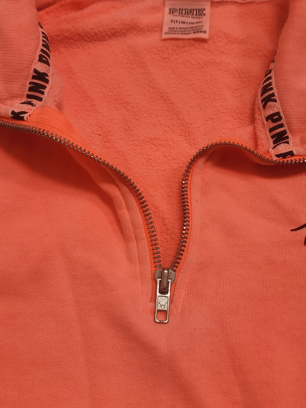 Victoria's Secret PINK Coral Neon Half-Zip Pullover